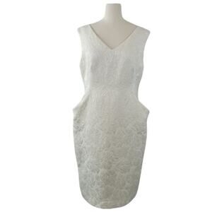 Carla Zampatti Sheath Dress Pockets White Cream 12